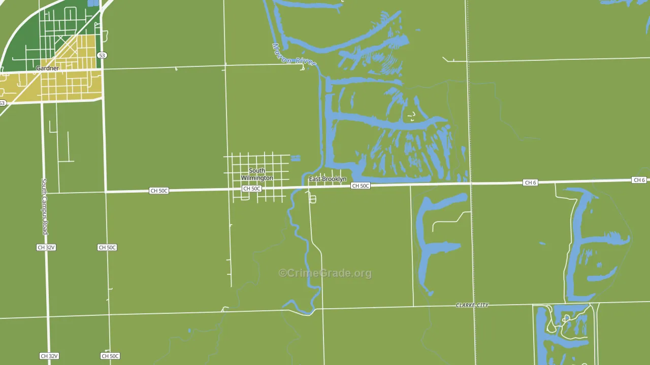 East Brooklyn, IL Map of Robbery Rates