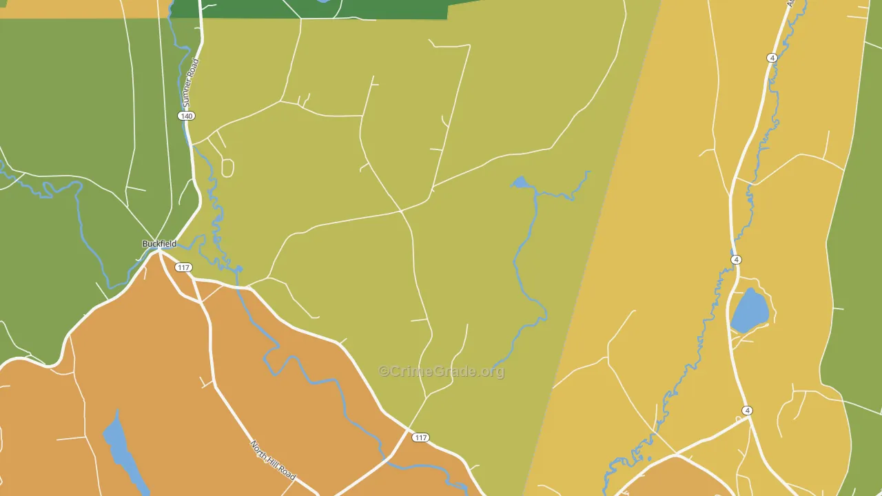 East Buckfield, ME Map of Robbery Rates