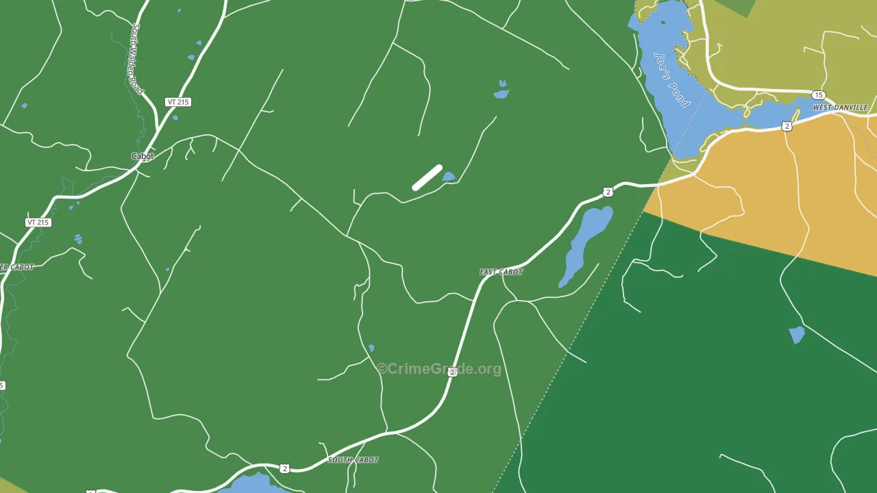 East Cabot, VT Map of Robbery Rates