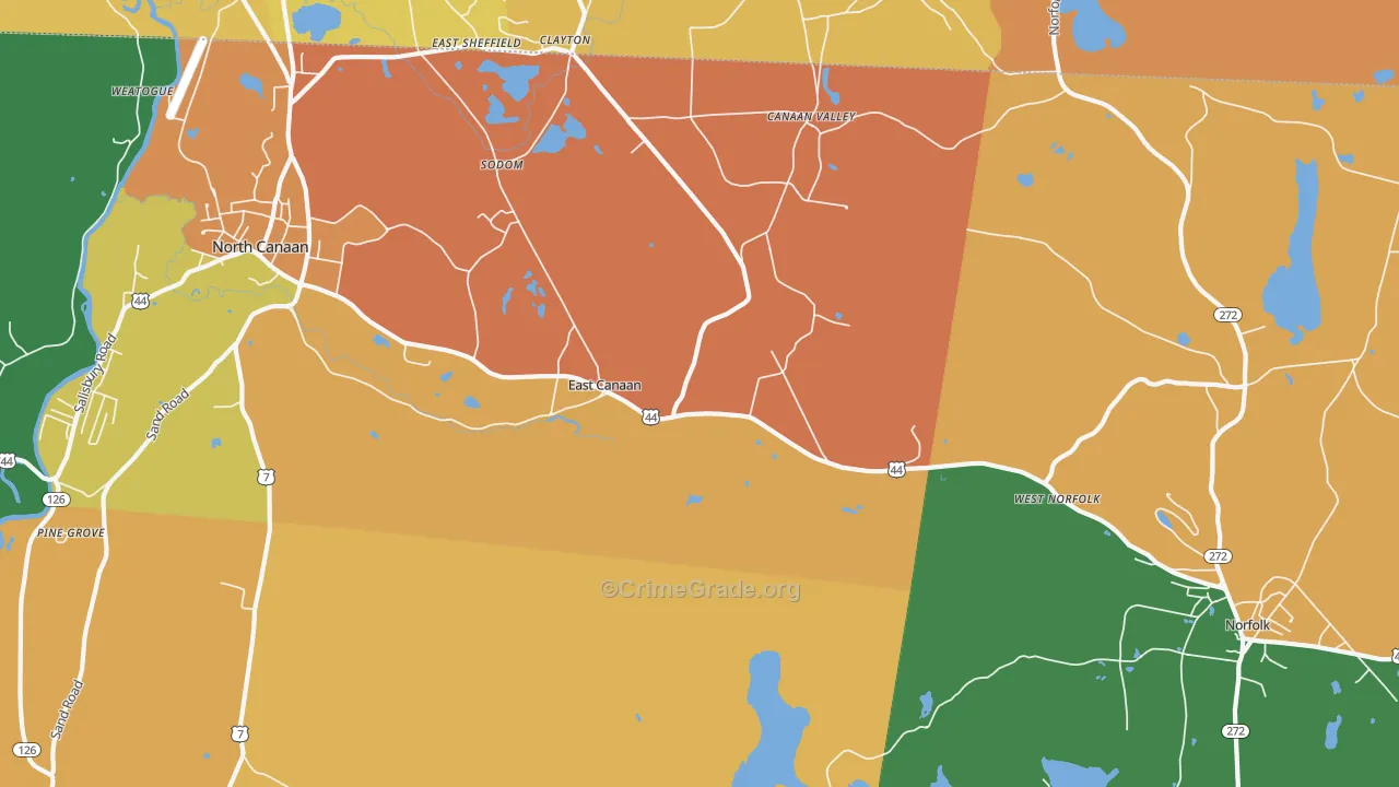 East Canaan, CT Map of Robbery Rates
