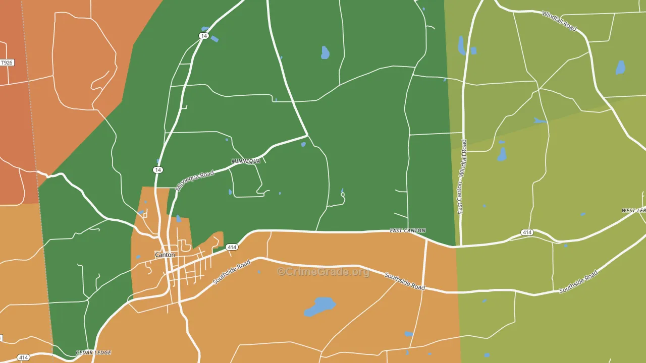 East Canton, PA Map of Robbery Rates