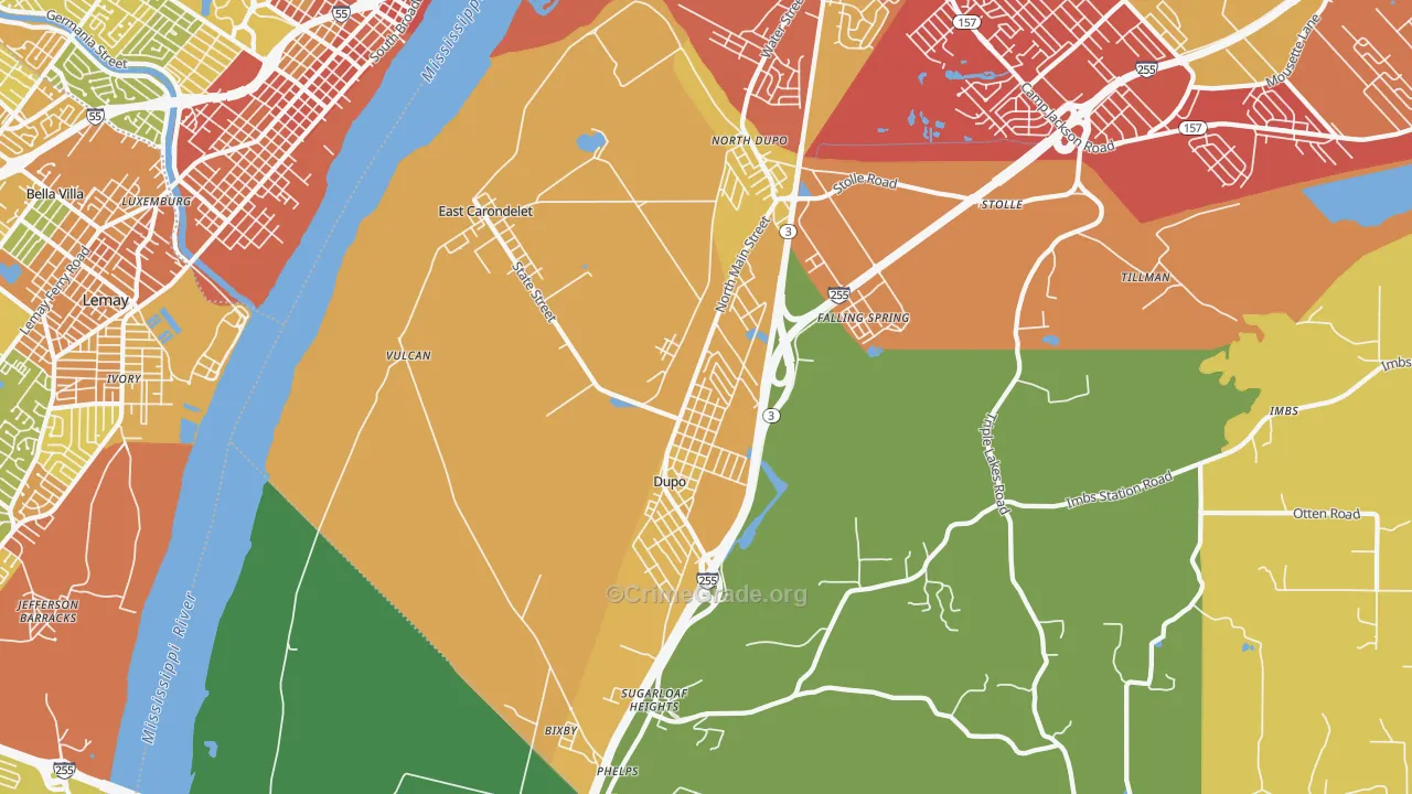 East Carondelet, IL Map of Robbery Rates