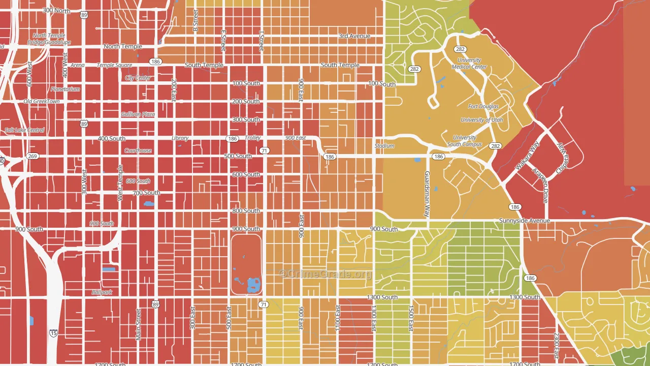 East Central, Salt Lake City, UT Map of Robbery Rates