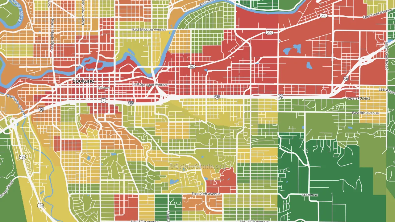 East Central, Spokane, WA Map of Robbery Rates