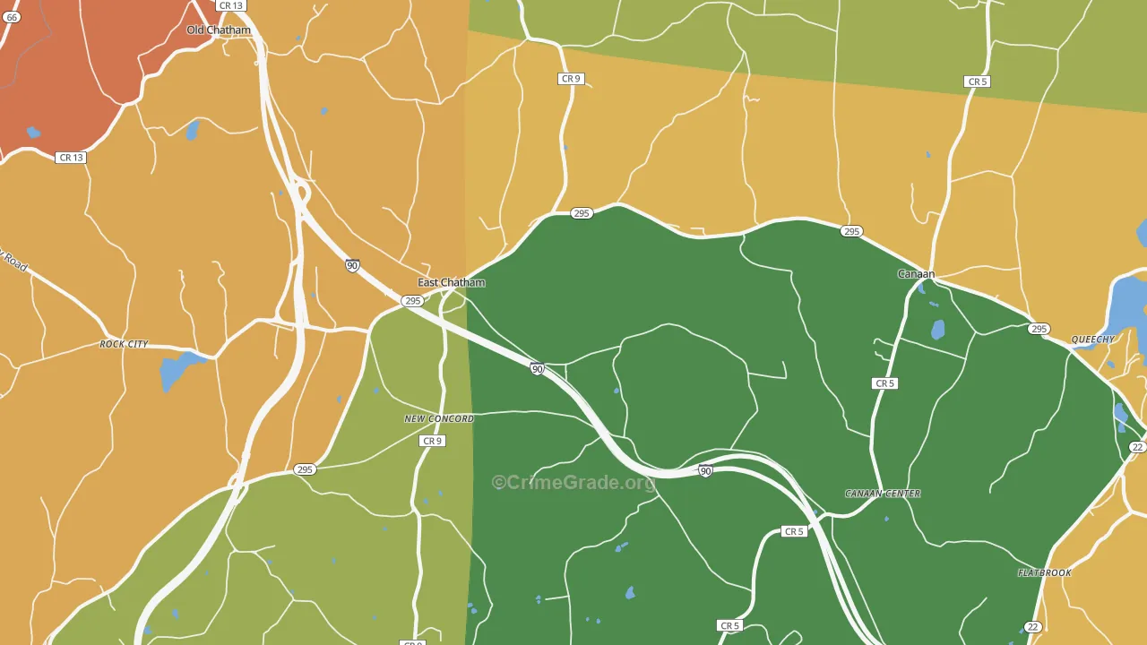 East Chatham, NY Map of Robbery Rates