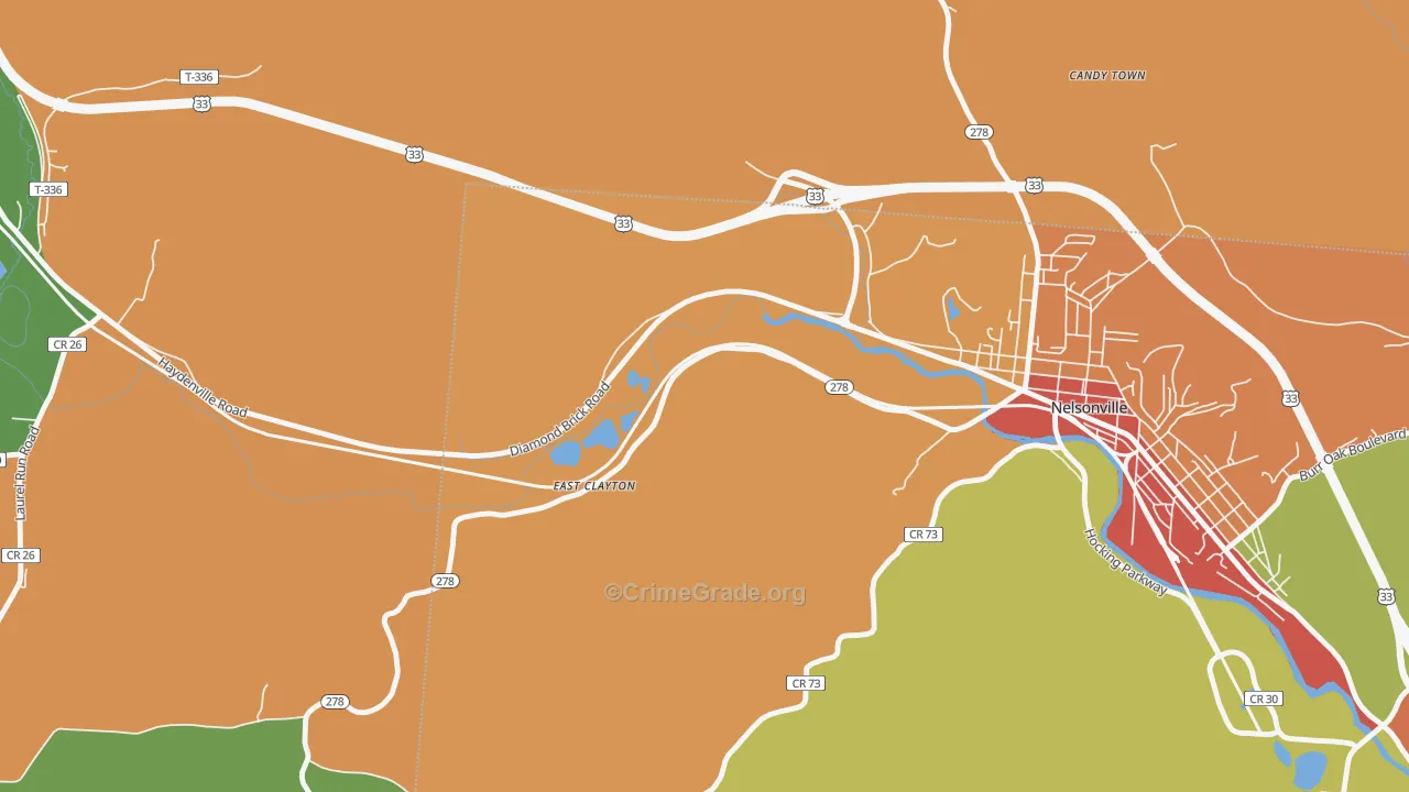 East Clayton, OH Map of Robbery Rates