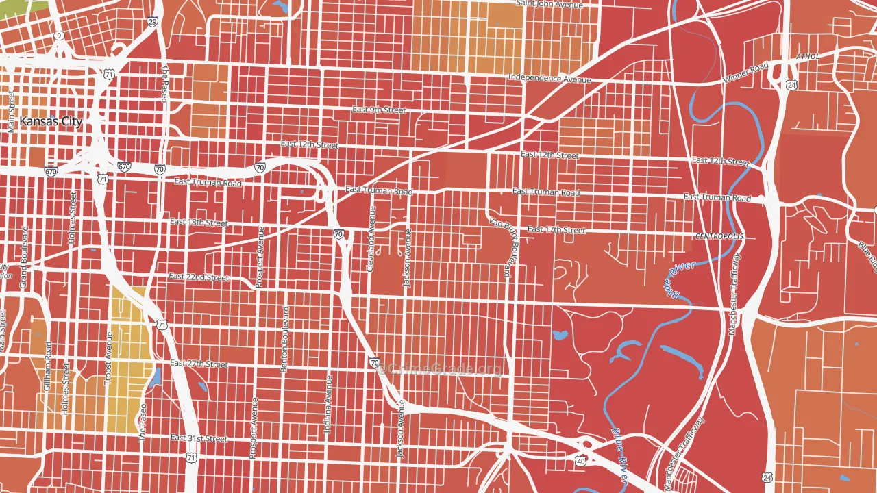 East Community Team North, Kansas City, MO Map of Robbery Rates