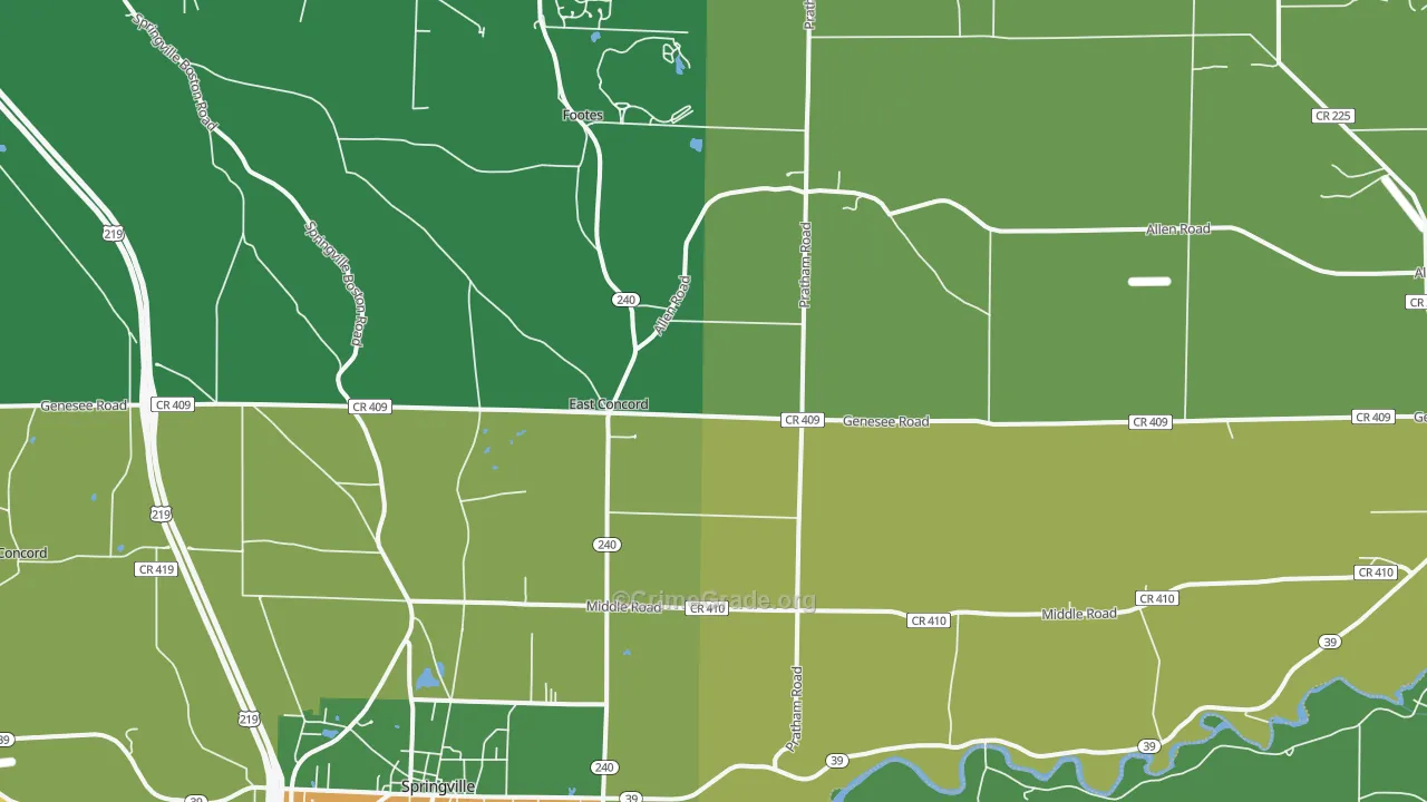 East Concord, NY Map of Robbery Rates