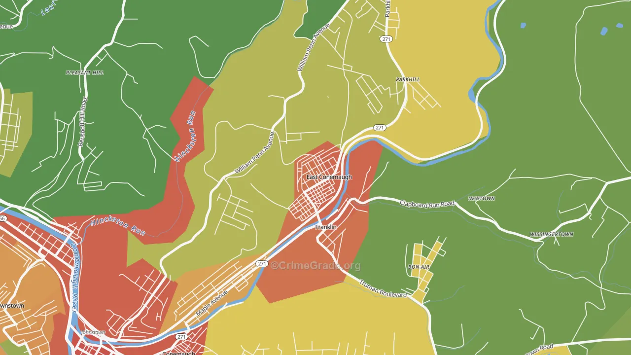 East Conemaugh, PA Map of Robbery Rates