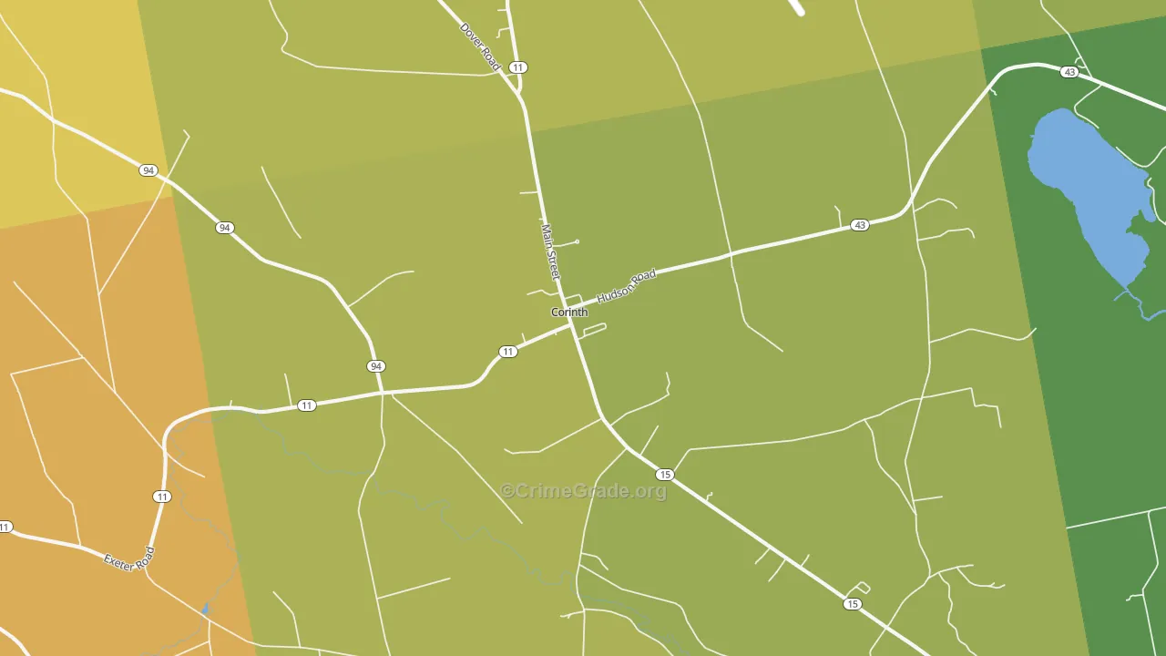 East Corinth, ME Map of Robbery Rates