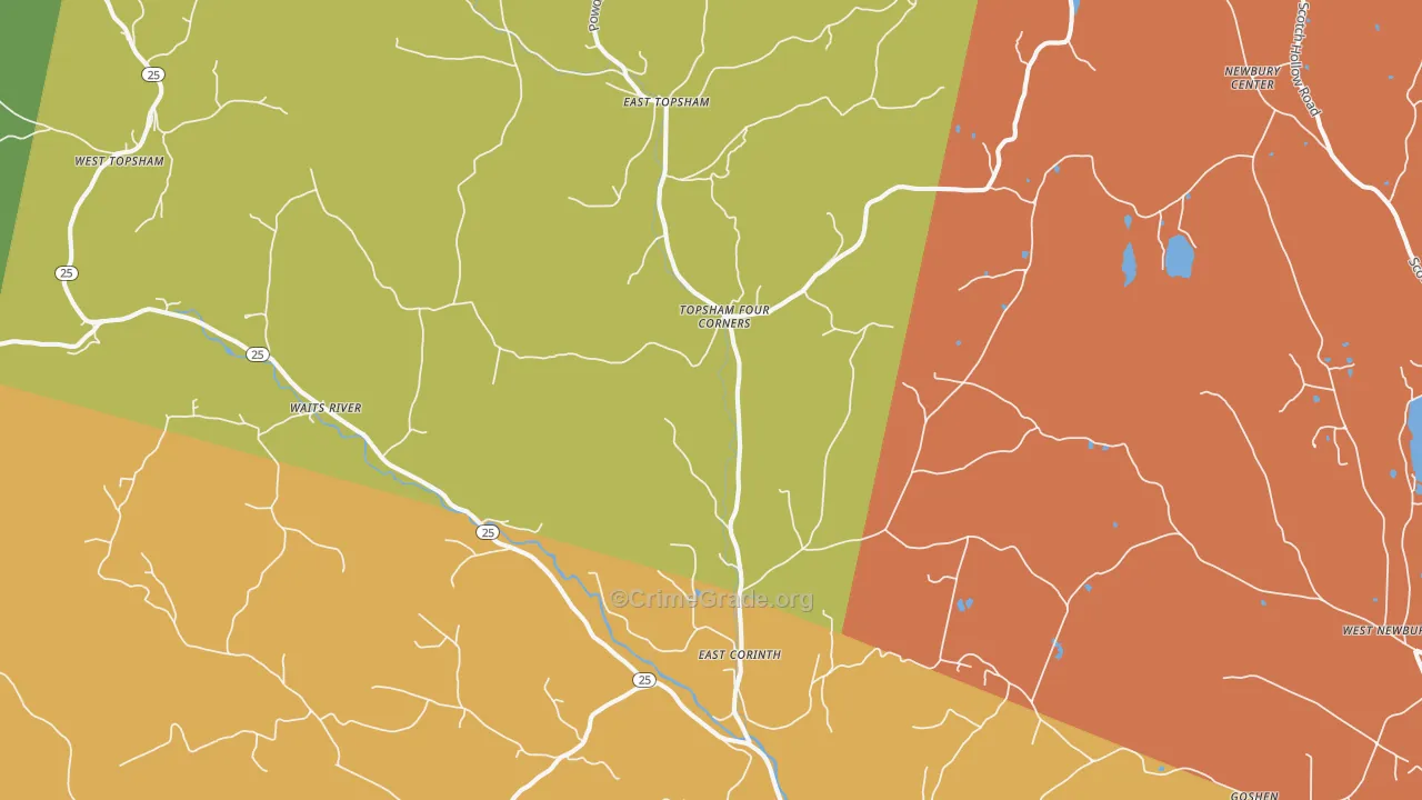East Corinth, VT Map of Robbery Rates