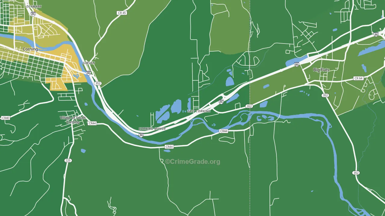 East Corning, NY Map of Robbery Rates