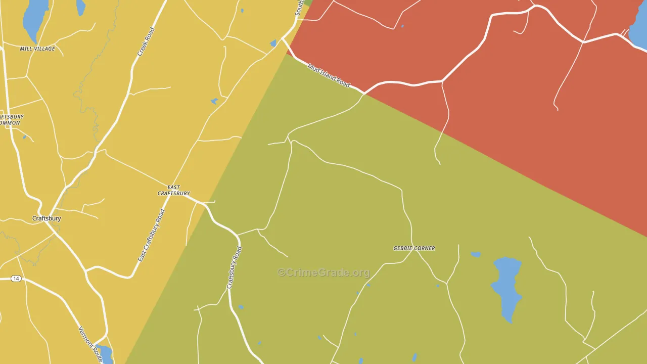 East Craftsbury, VT Map of Robbery Rates