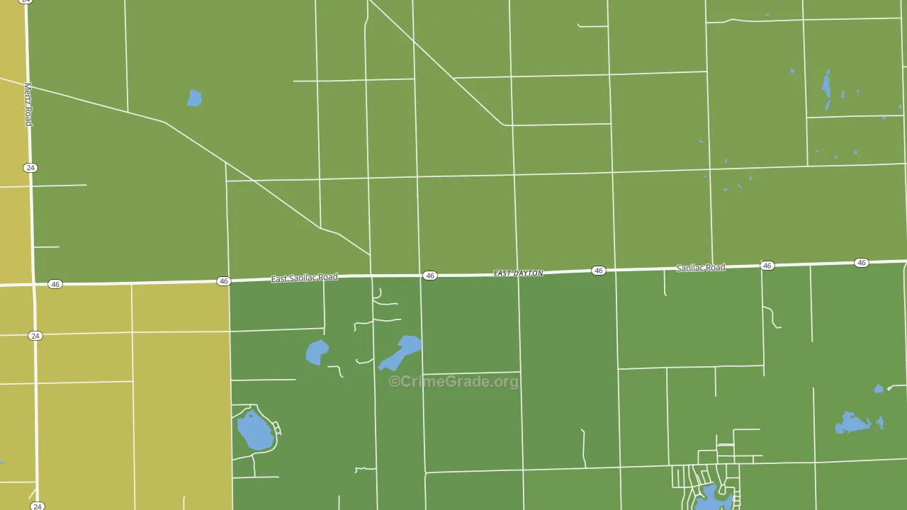 East Dayton, MI Map of Robbery Rates