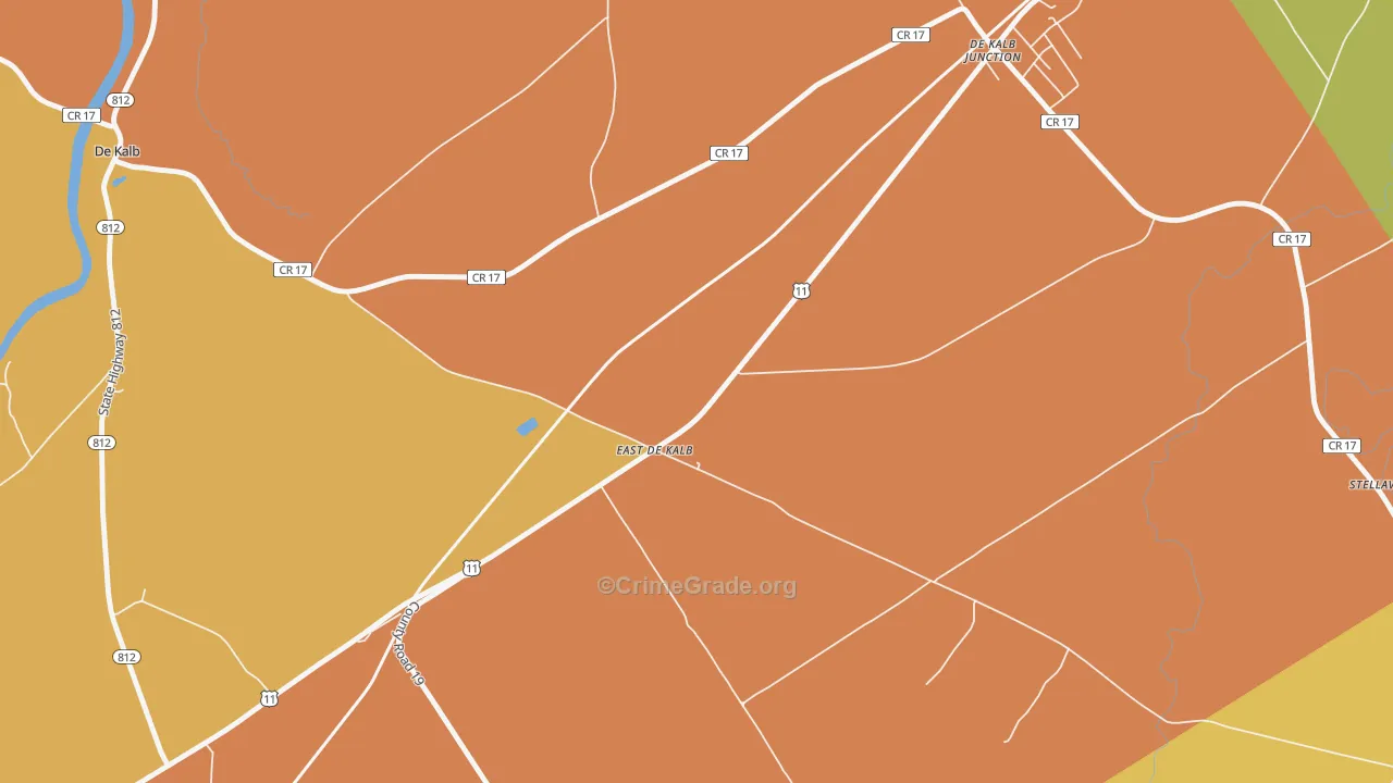 East De Kalb, NY Map of Robbery Rates