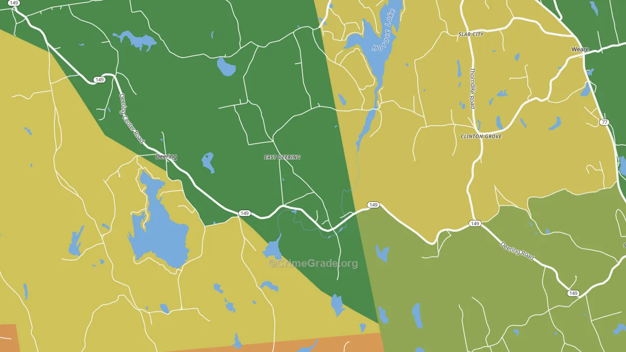 East Deering, NH Map of Robbery Rates