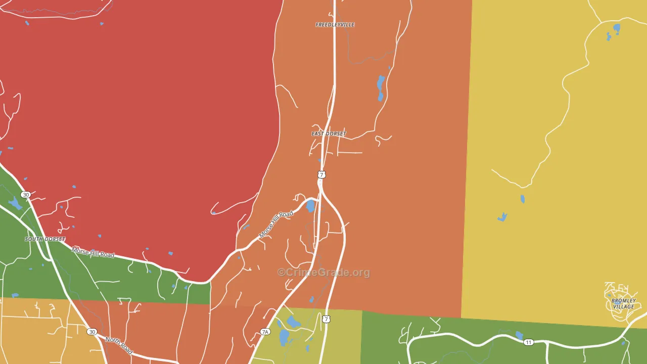 East Dorset, VT Map of Robbery Rates