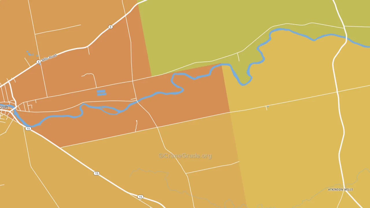 East Dover, ME Map of Robbery Rates
