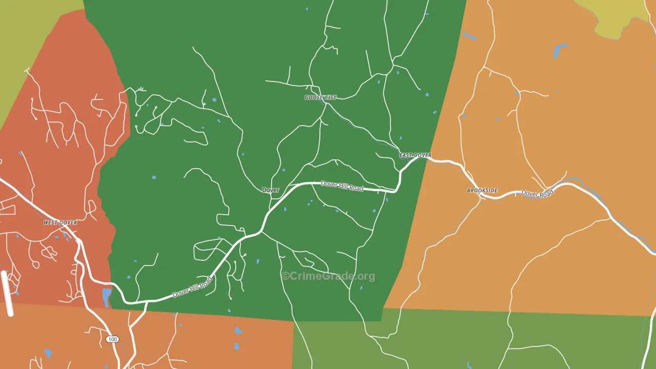 East Dover, VT Map of Robbery Rates