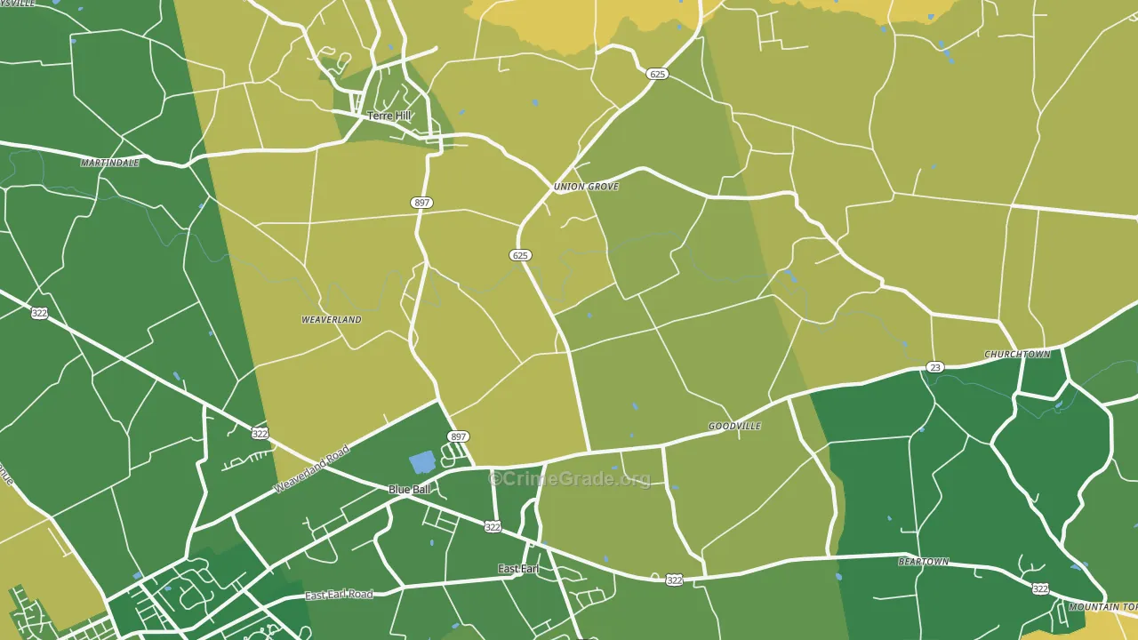 East Earl, PA Map of Robbery Rates
