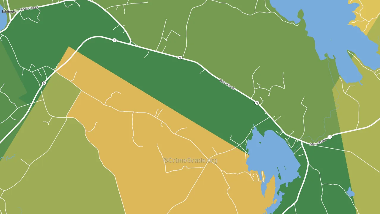 East Eddington, ME Map of Robbery Rates
