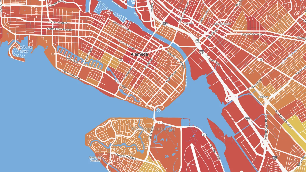 East End, Alameda, CA Map of Robbery Rates