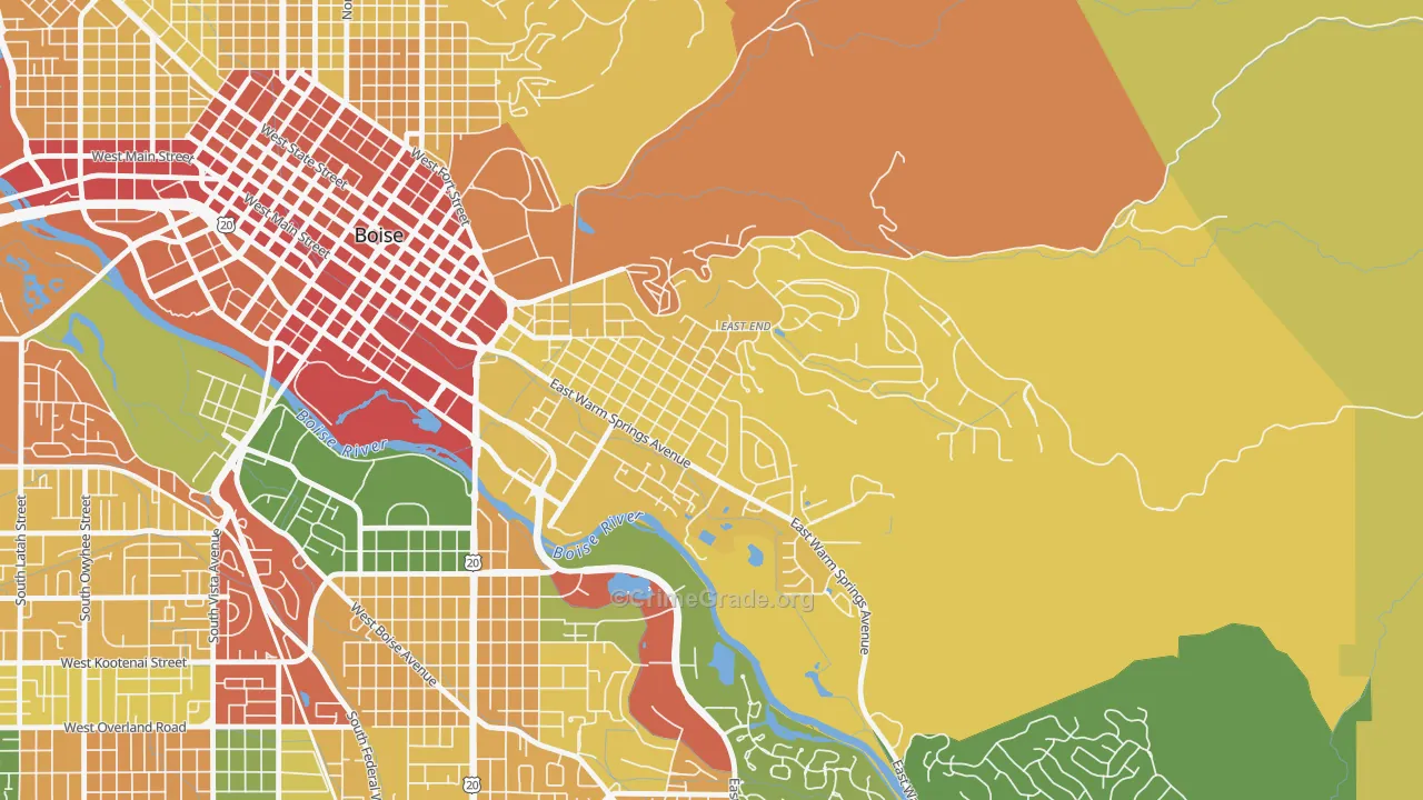 East End, Boise, ID Map of Robbery Rates