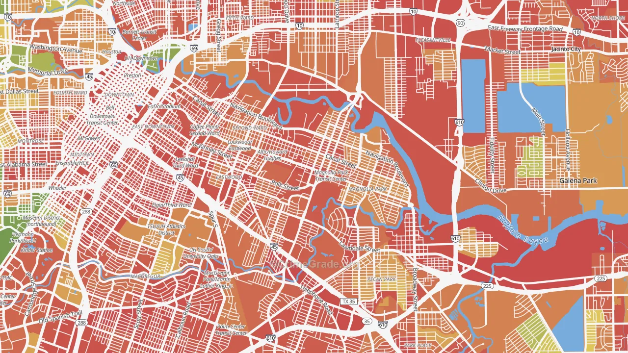 East End, Houston, TX Map of Robbery Rates