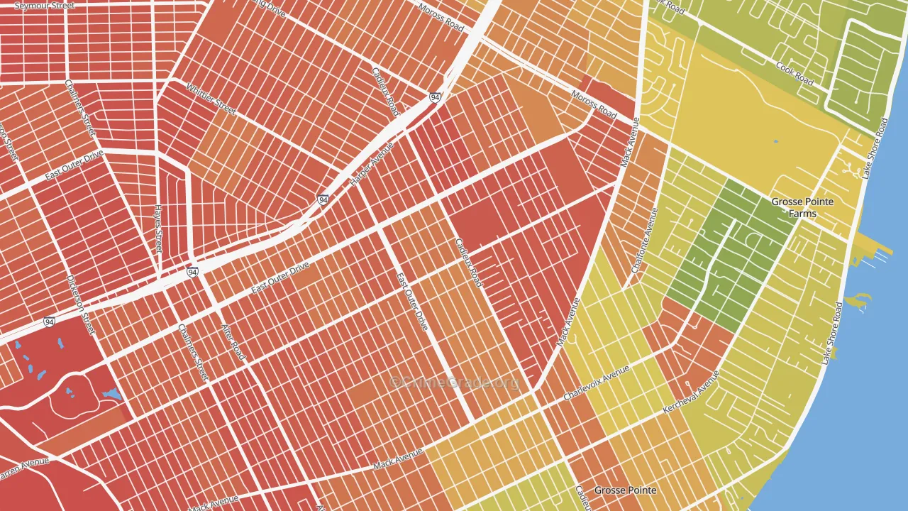 East English Village, Detroit, MI Map of Robbery Rates