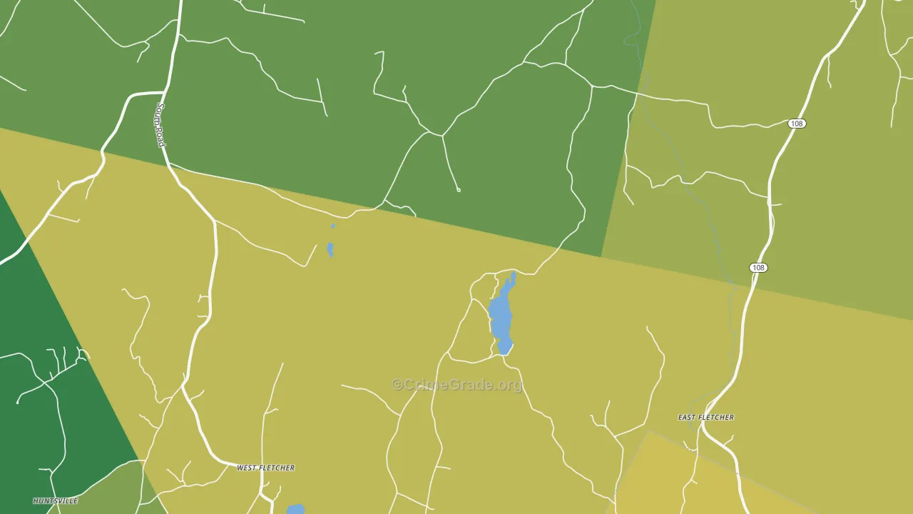 East Fairfield, VT Map of Robbery Rates