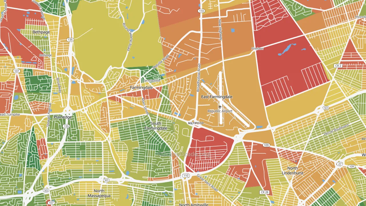 East Farmingdale, NY Map of Robbery Rates