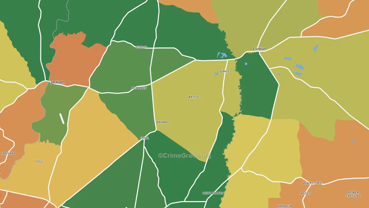 East Feliciana Parish, LA Map of Robbery Rates