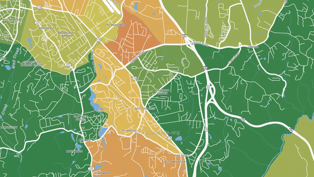 East Flat Rock, NC Map of Robbery Rates