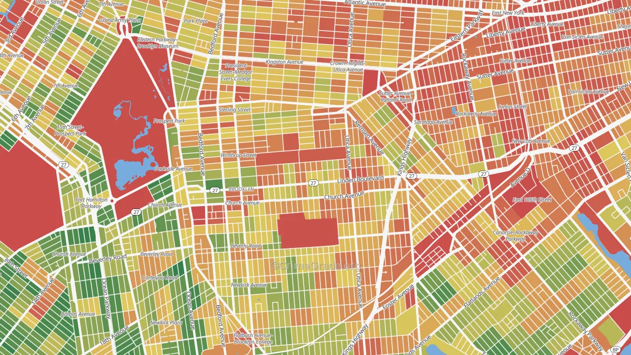 East Flatbush, Brooklyn, NY Map of Robbery Rates