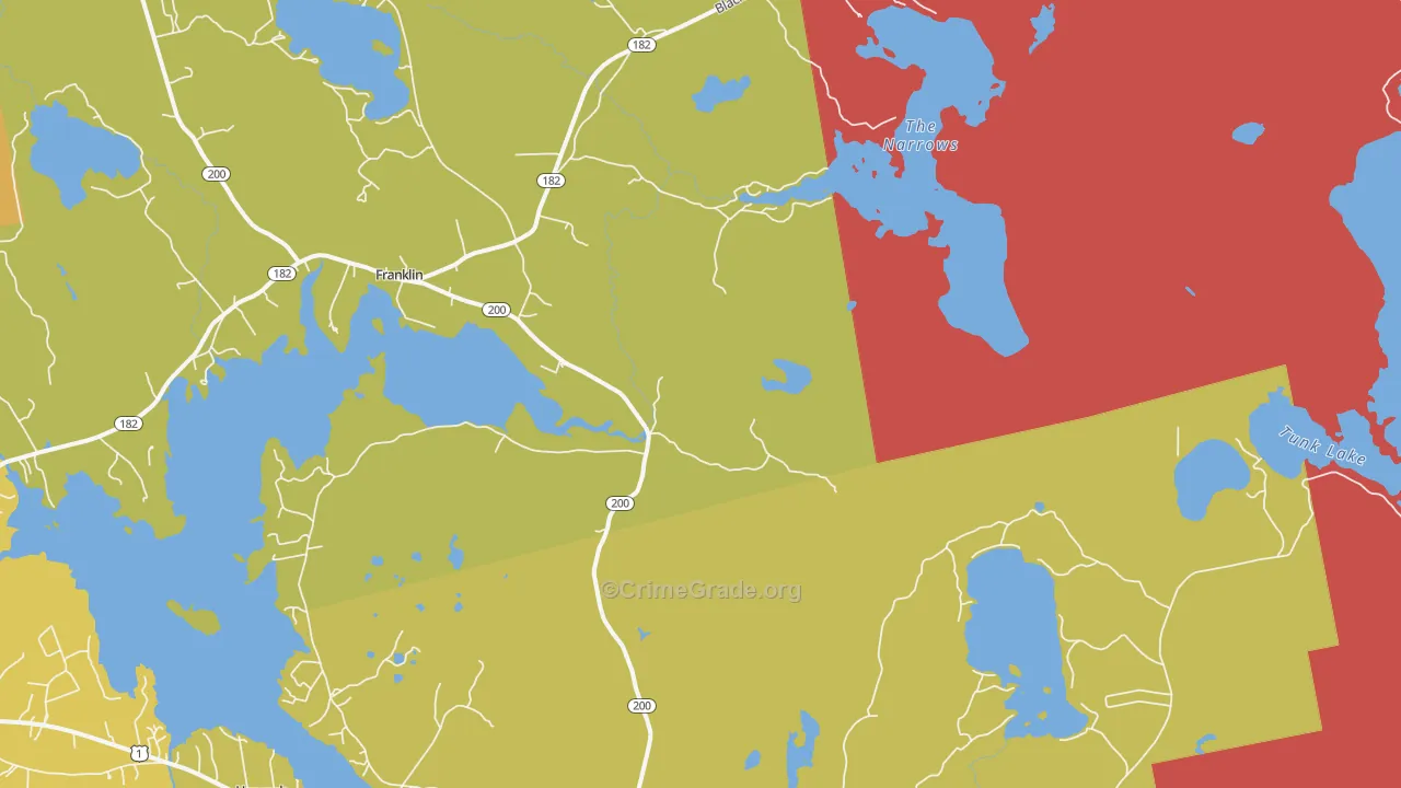 East Franklin, ME Map of Robbery Rates