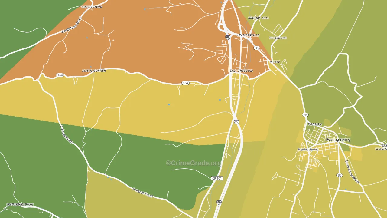 East Freedom, PA Map of Robbery Rates