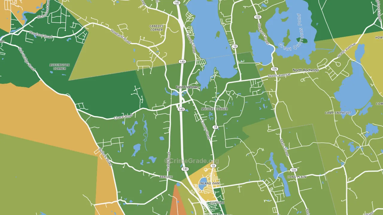East Freetown, MA Map of Robbery Rates