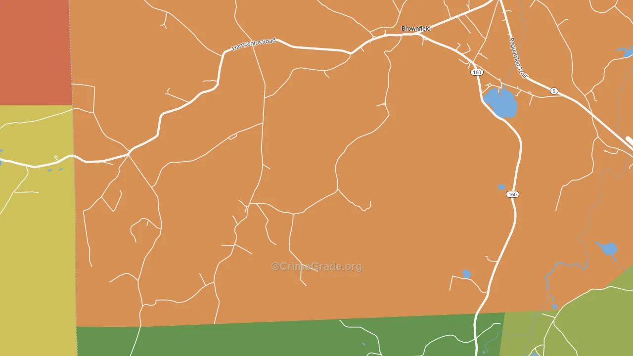 East Fryeburg, ME Map of Robbery Rates
