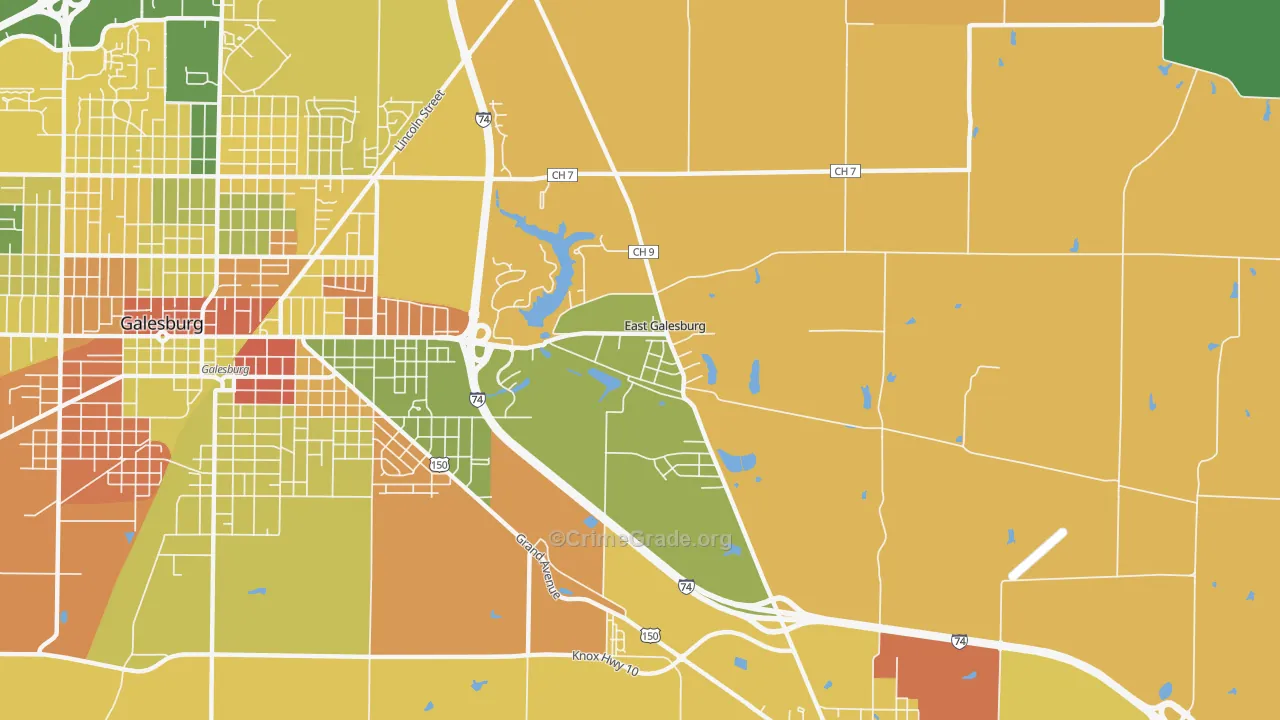 East Galesburg, IL Map of Robbery Rates
