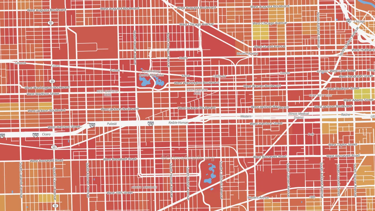 East Garfield Park, Chicago, IL Map of Robbery Rates