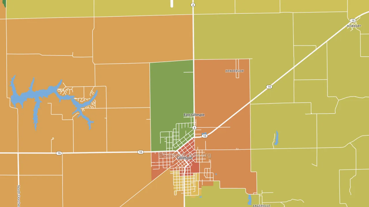 East Gillespie, IL Map of Robbery Rates