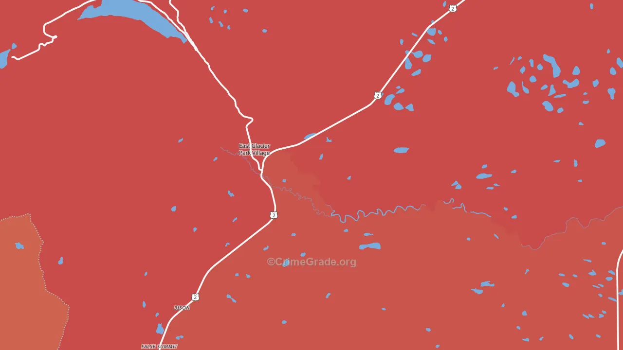 East Glacier Park, MT Map of Robbery Rates