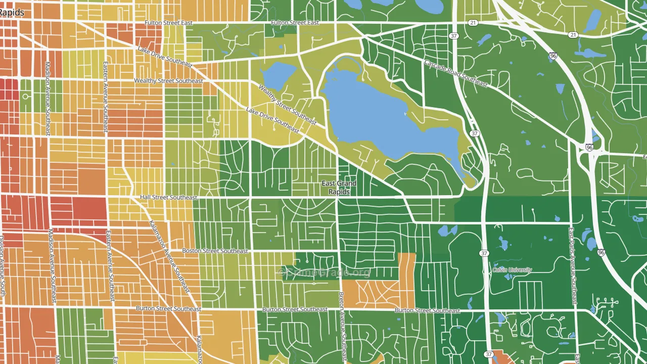 East Grand Rapids, MI Map of Robbery Rates