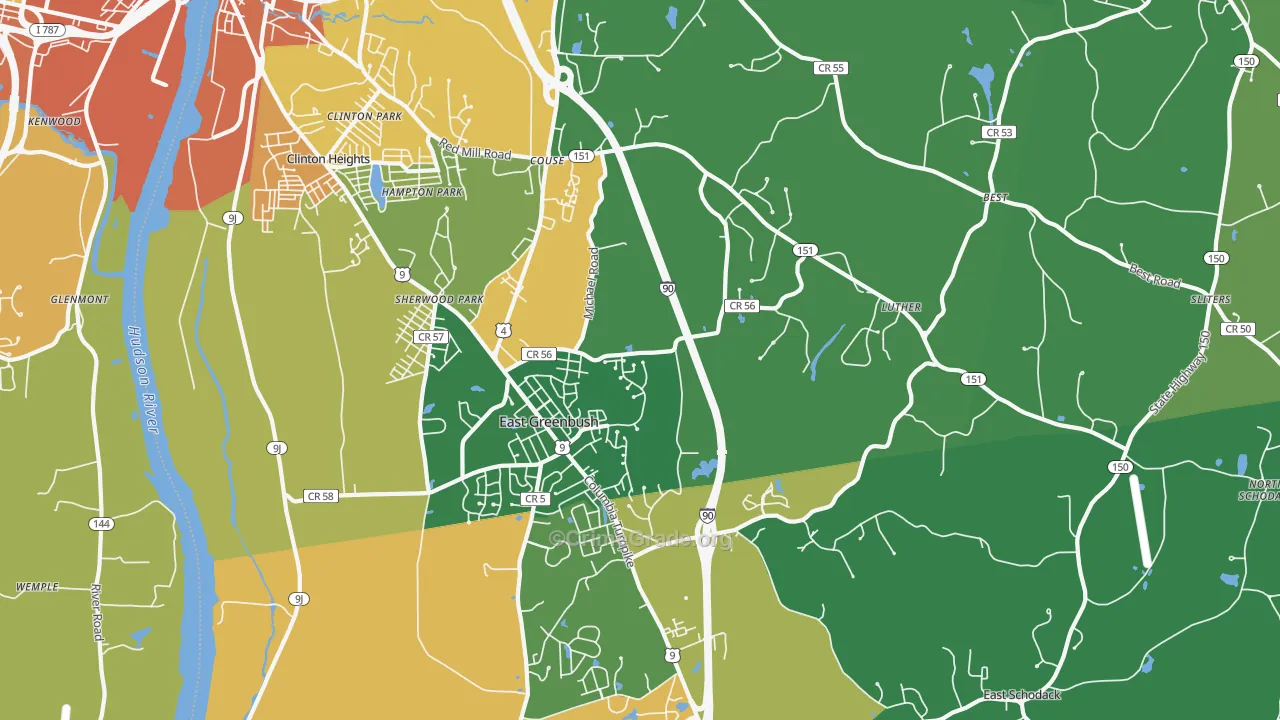 East Greenbush, NY Map of Robbery Rates