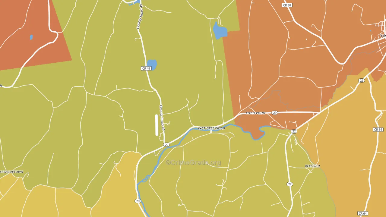 East Greenwich, NY Map of Robbery Rates