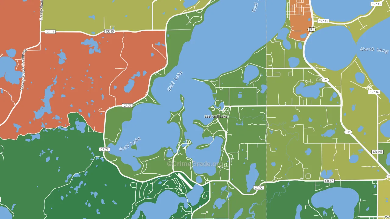 East Gull Lake, MN Map of Robbery Rates