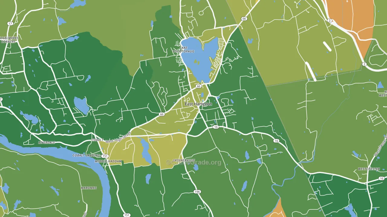 East Hampton, CT Map of Robbery Rates