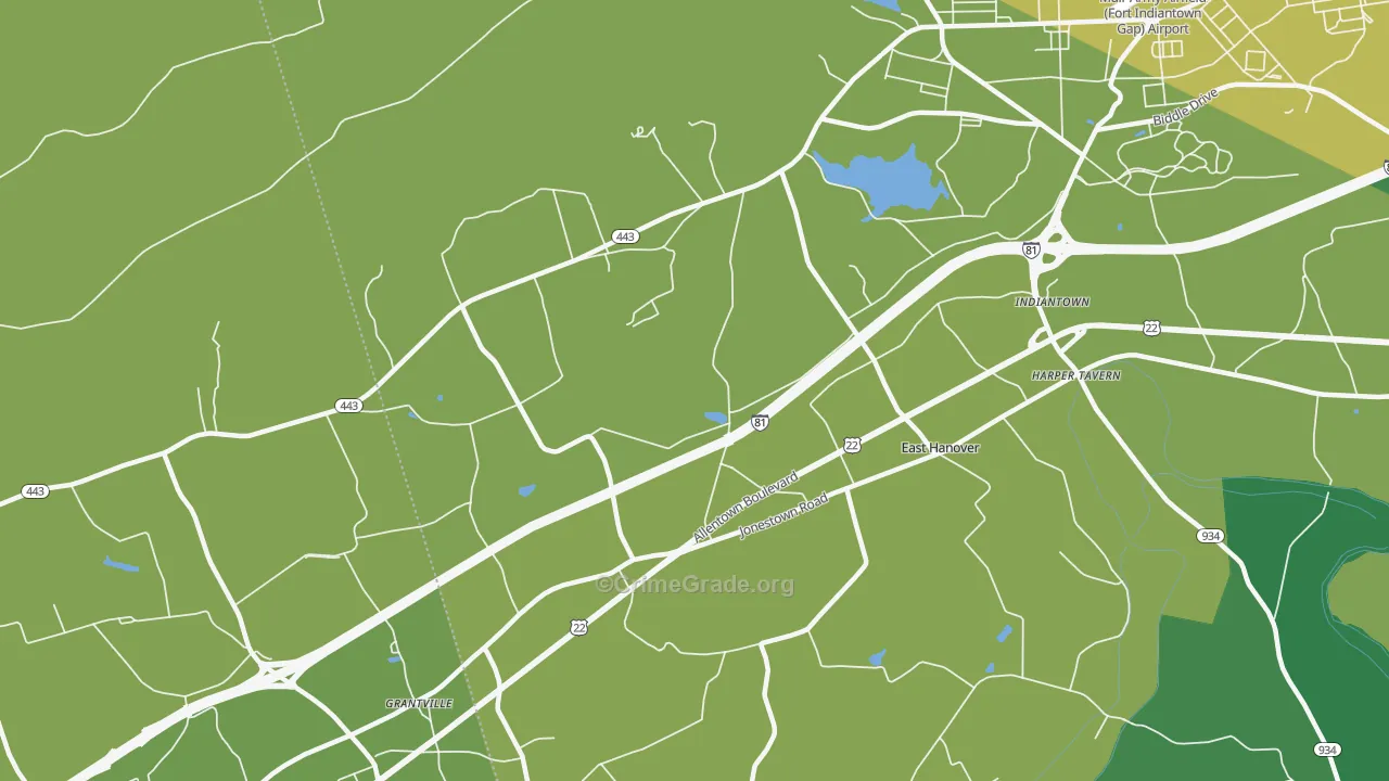 East Hanover, PA Map of Robbery Rates