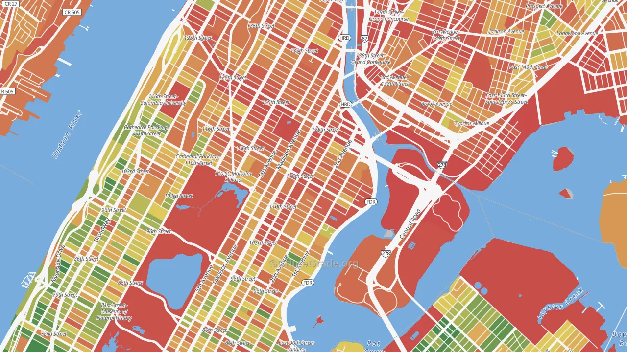 East Harlem, Manhattan, NY Map of Robbery Rates
