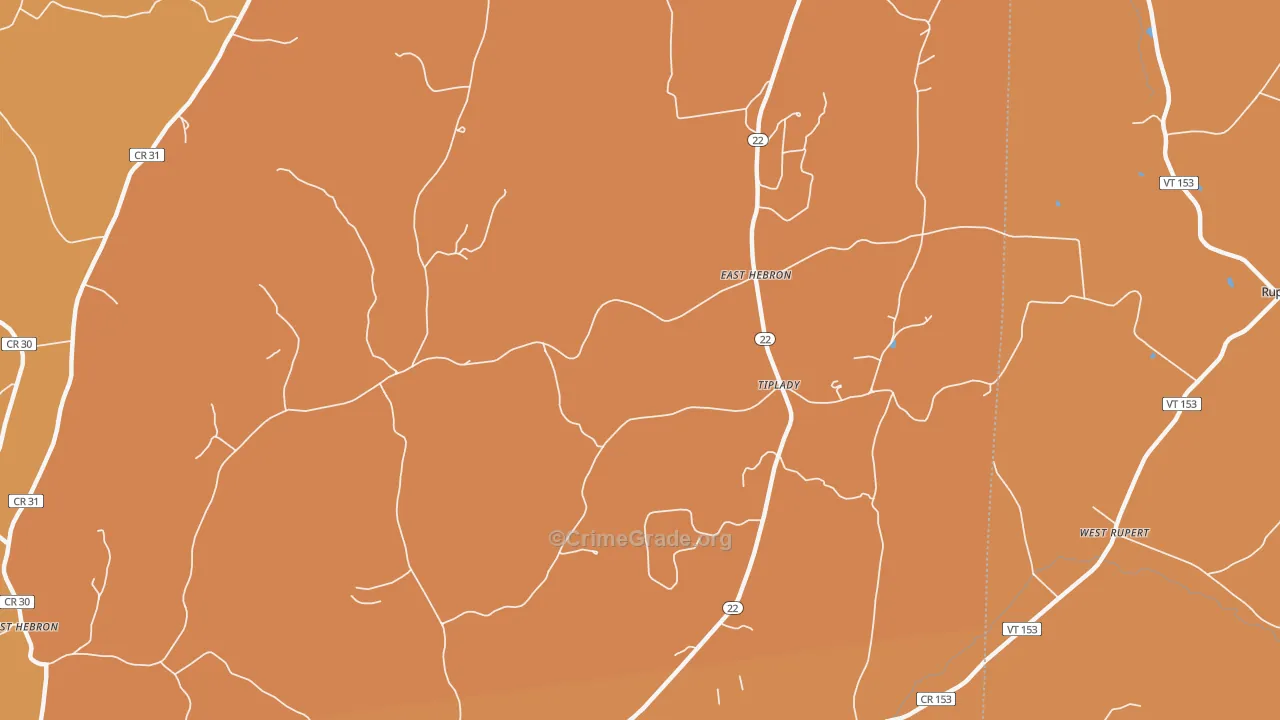 East Hebron, NY Map of Robbery Rates